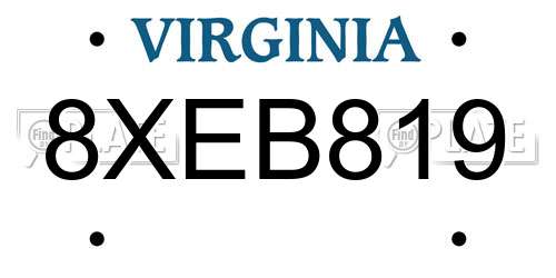 8XEB819 Virginia License Plate