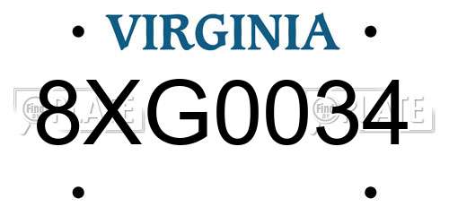 8XG0034 Virginia License Plate