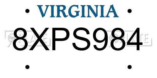 8XPS984 Virginia License Plate