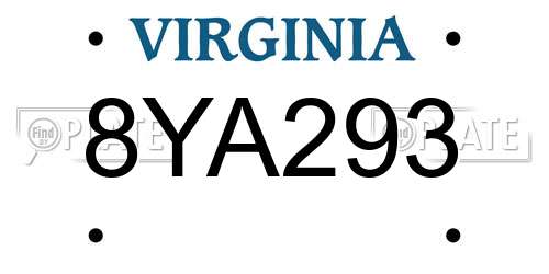 8YA293 Virginia License Plate