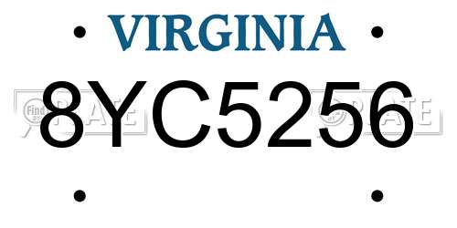 8YC5256 Virginia License Plate