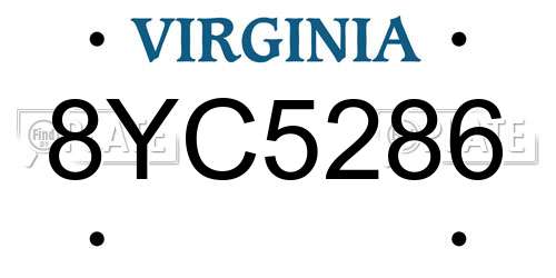 8YC5286 Virginia License Plate