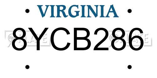8YCB286 Virginia License Plate