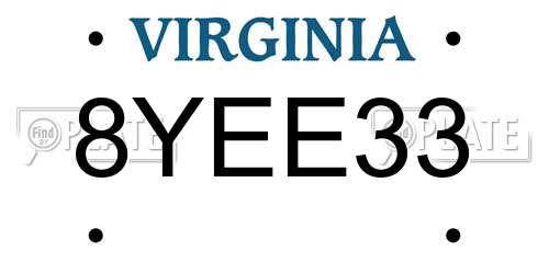 8YEE33 Virginia License Plate