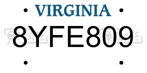 8YFE809 Virginia License Plate