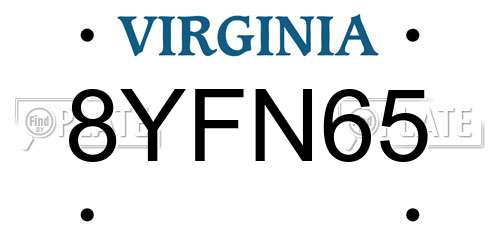 8YFN65 Virginia License Plate