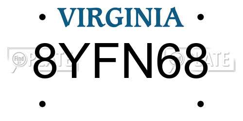 8YFN68 Virginia License Plate
