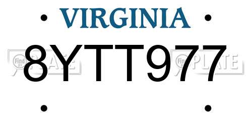 8YTT977 Virginia License Plate