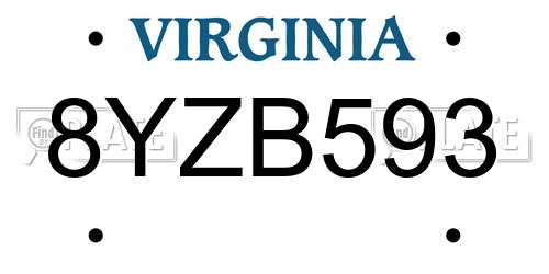 8YZB593 Virginia License Plate