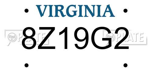 8Z19G2 Virginia License Plate