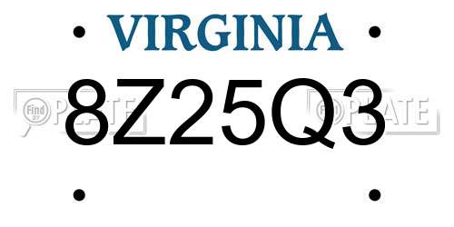 8Z25Q3 Virginia License Plate