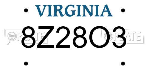 8Z28O3 Virginia License Plate