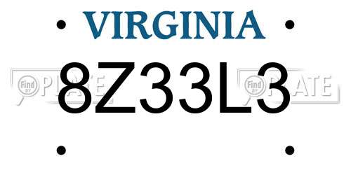 8Z33L3 Virginia License Plate