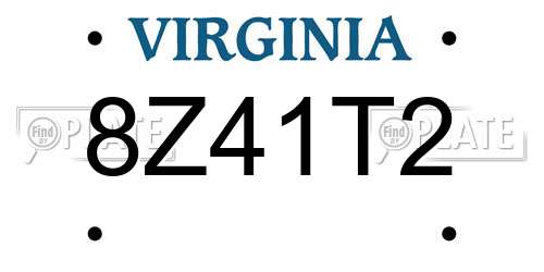 8Z41T2 Virginia License Plate