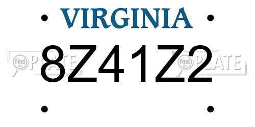8Z41Z2 Virginia License Plate