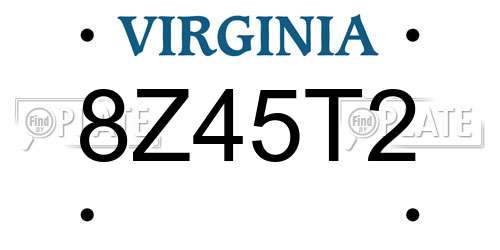 8Z45T2 Virginia License Plate