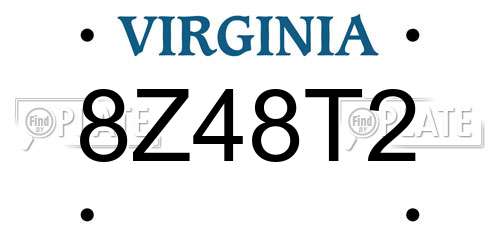 8Z48T2 Virginia License Plate