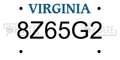 8Z65G2 Virginia License Plate