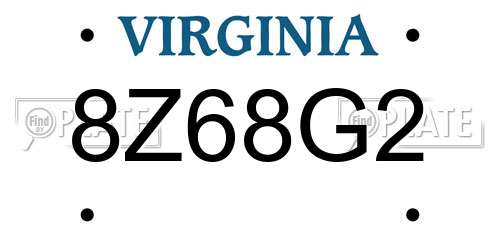 8Z68G2 Virginia License Plate