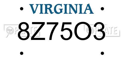 8Z75O3 Virginia License Plate