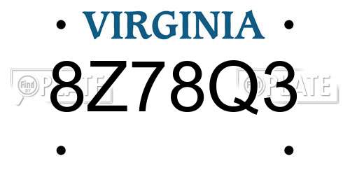 8Z78Q3 Virginia License Plate