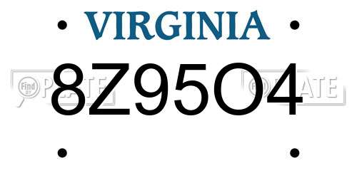 8Z95O4 Virginia License Plate