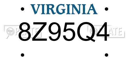 8Z95Q4 Virginia License Plate