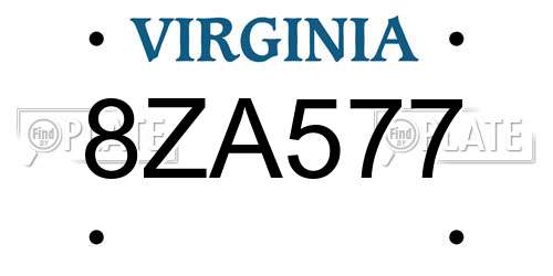 8ZA577 Virginia License Plate