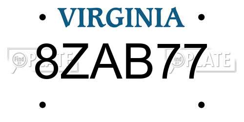 8ZAB77 Virginia License Plate