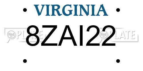 8ZAI22 Virginia License Plate