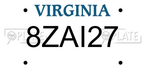 8ZAI27 Virginia License Plate