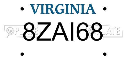 8ZAI68 Virginia License Plate