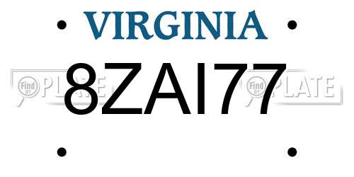 8ZAI77 Virginia License Plate