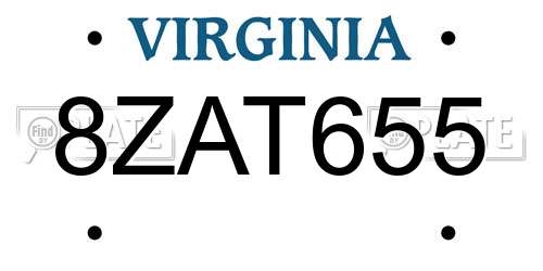 8ZAT655 Virginia License Plate