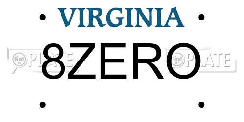 8ZERO Virginia License Plate