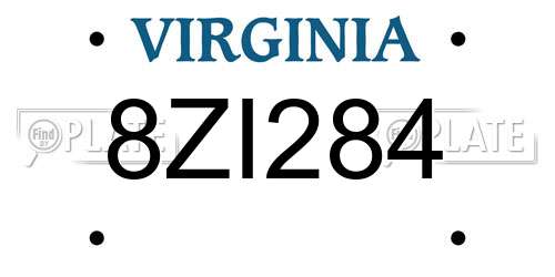 8ZI284 Virginia License Plate