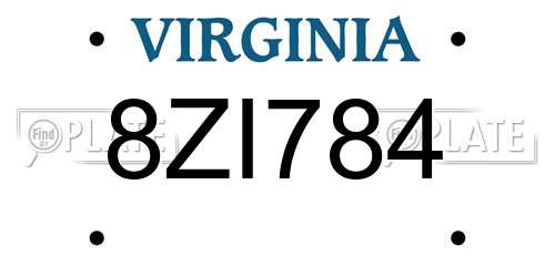 8ZI784 Virginia License Plate