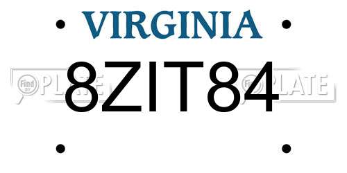 8ZIT84 Virginia License Plate