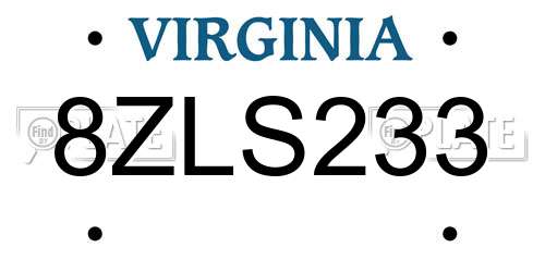8ZLS233 Virginia License Plate