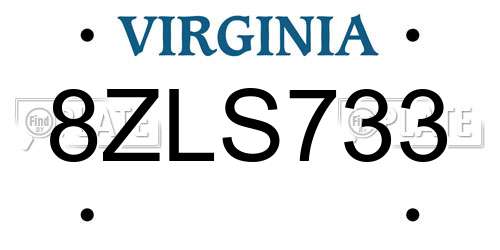 8ZLS733 Virginia License Plate