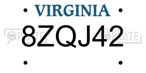 8ZQJ42 Virginia License Plate