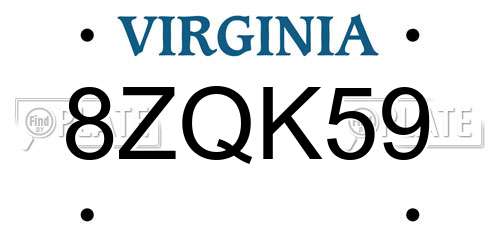 8ZQK59 Virginia License Plate