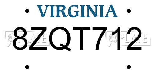 8ZQT712 Virginia License Plate