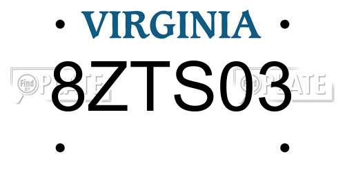 8ZTS03 Virginia License Plate