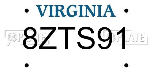 8ZTS91 Virginia License Plate
