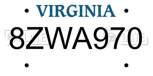 8ZWA970 Virginia License Plate