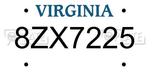 8ZX7225 Virginia License Plate