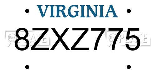 8ZXZ775 Virginia License Plate