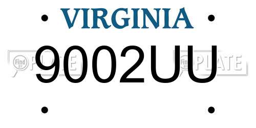9002UU Virginia License Plate