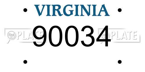 90034 Virginia License Plate